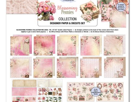 3Quarter Designs Blossoming Peonies 12x12 Design Paper & Diecuts Set Cheap