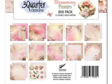 3Quarter Designs Blossoming Peonies 8x8 Paper Pack Online now