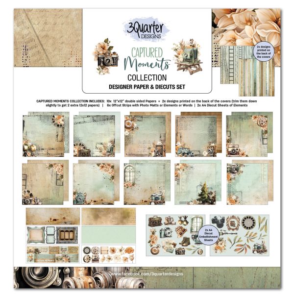 3Quarter Designs Captured Moments 12x12 Design Paper & Diecuts Set For Discount