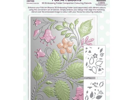 Creative Expressions Folk Art Blooms Companion Colouring Stencil 6 in x 8 in Set of 2 For Discount