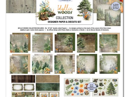 3Quarter Designs Idyllic Woods 12x12 Scrapbook Collection For Sale