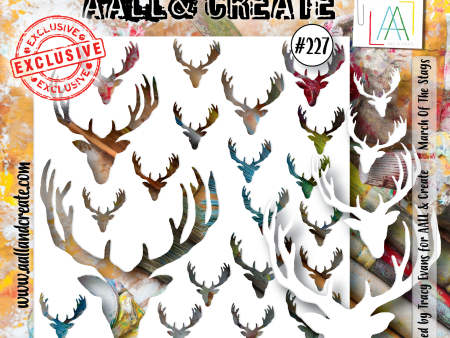 AALL and Create - 6 x6  Stencil - March Of The Stags Cheap