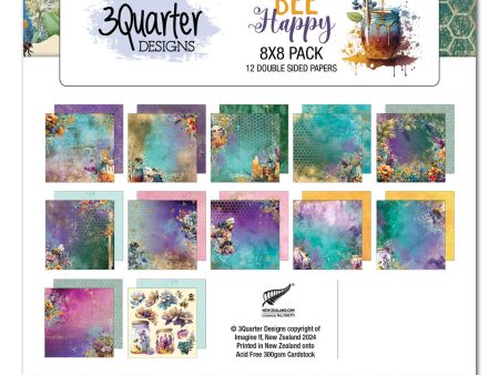 3Quarter Designs Bee Happy 8x8 Paper Pack Fashion