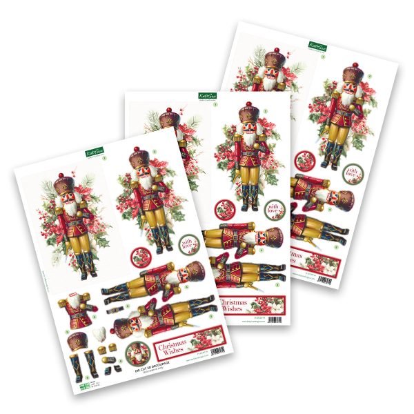 Die Cut Decoupage – Nutcracker & Holly (pack of 3) For Cheap