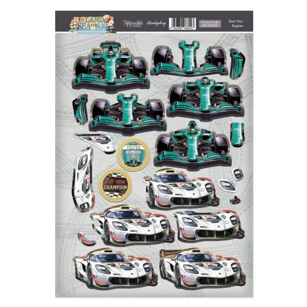 Start Your Engines Decoupage Topper Sheet Discount