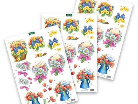 Die Cut Decoupage – Birthday Flower (Pack Of 3) For Cheap