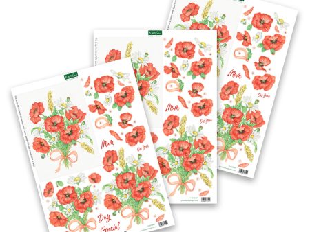 Die Cut Decoupage – Cornfield Poppies (Pack Of 3) Online now