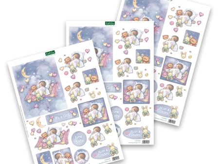 Die Cut Decoupage – Baby Girl With Moon (Pack Of 3) Online Sale