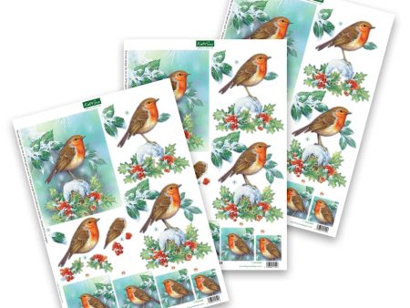 Die Cut Decoupage – Christmas Robin (Pack Of 3) Discount