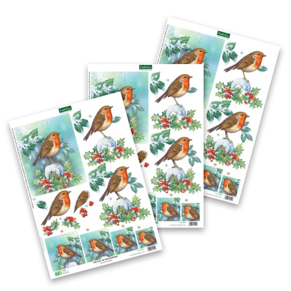 Die Cut Decoupage – Christmas Robin (Pack Of 3) Discount