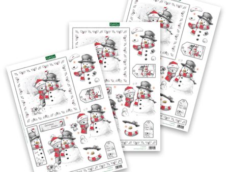 Die Cut Decoupage – Bear And Snowman (Pack Of 3) Online Hot Sale