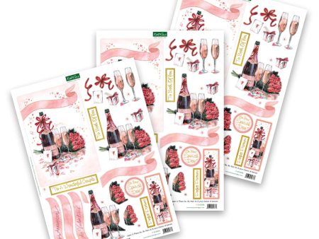 Die Cut Decoupage – Champagne And Roses (Pack Of 3) Online Sale