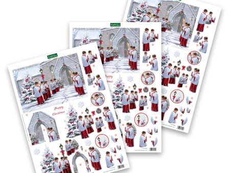 Die Cut Decoupage – Choirboy Snowscene (Pack Of 3) on Sale