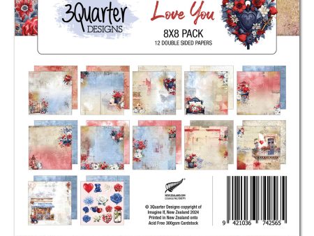 3Quarter Designs Love You 8x8 Paper Pack Online