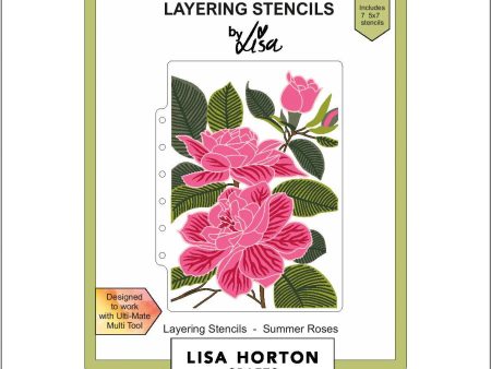 Lisa Horton Crafts Summer Roses 5 x 7 Layering Stencils Hot on Sale