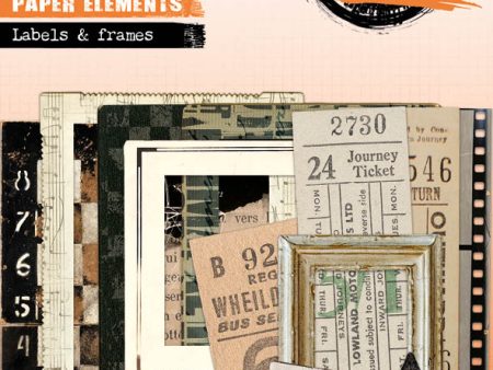 SL Paper Elements Tickets, Labels & Frames Grunge Collection 75x75x1mm 53 PC nr.05 Hot on Sale