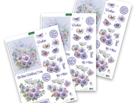 Die Cut Decoupage – Champagne And Violets (Pack Of 3) Discount