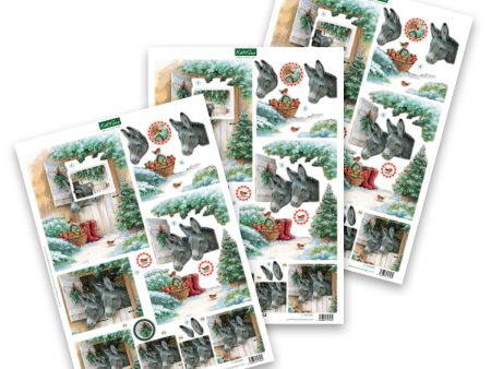 Die Cut Decoupage – Christmas Donkeys (Pack Of 3) Sale