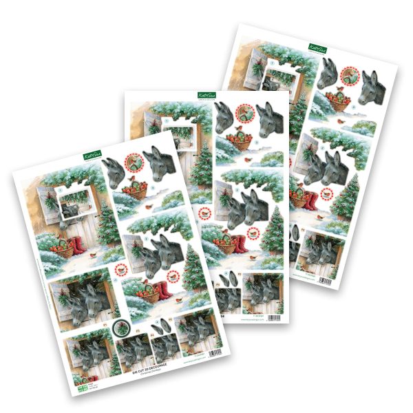 Die Cut Decoupage – Christmas Donkeys (Pack Of 3) Sale