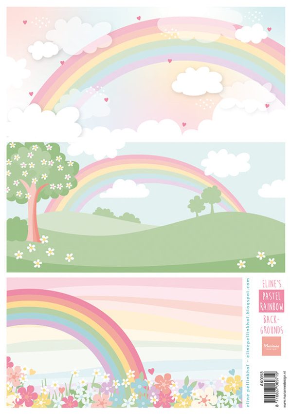 Marianne Design A4 Cutting Sheet - Eline s Pastel Rainbow Backgrounds Online Hot Sale