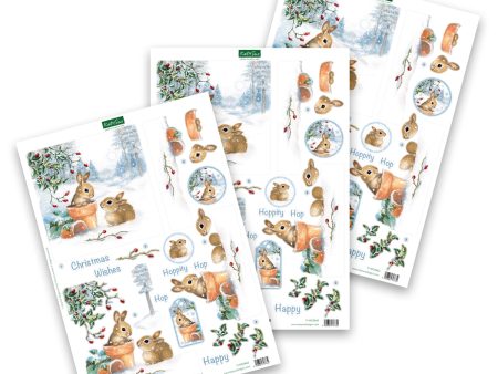 Die Cut Decoupage – Bunnies In The Snow (Pack Of 3) Hot on Sale