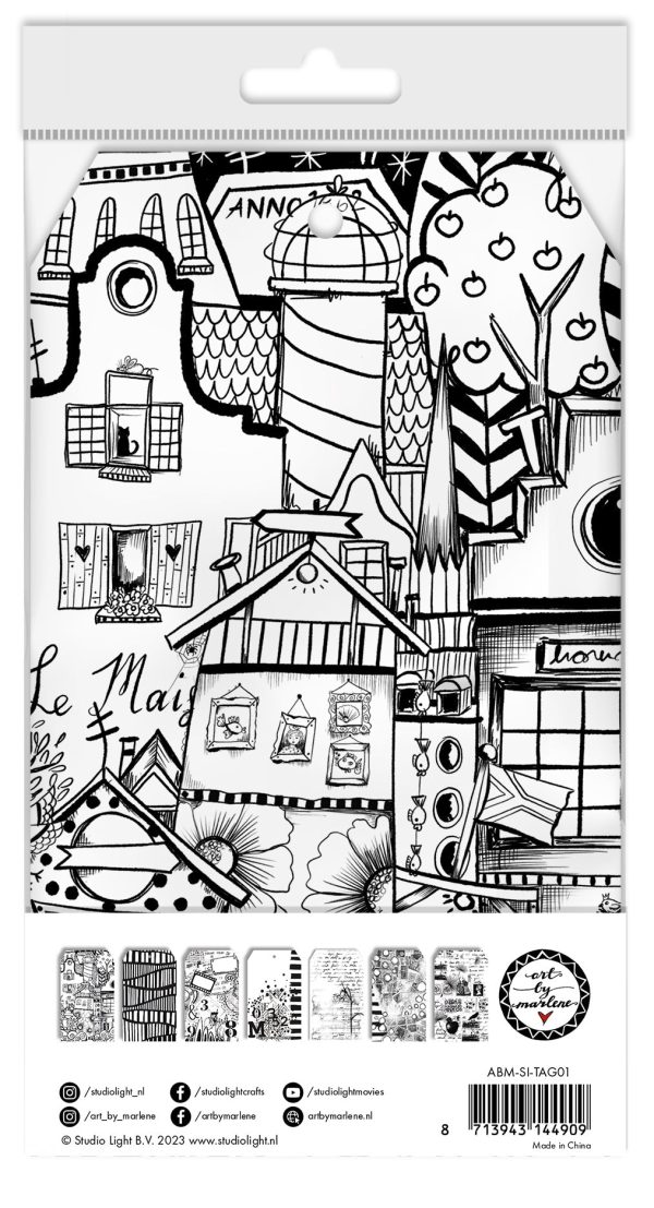 ABM Paper Tags Black And White Prints Signature Collection 100x170x8mm 21 PC nr.01 Online Sale