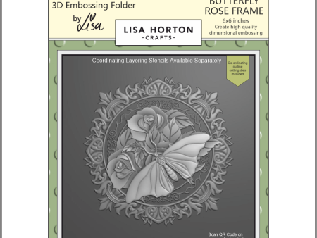 Lisa Horton Crafts Butterfly Rose Frame 6x6 3D Embossing Folder Cheap