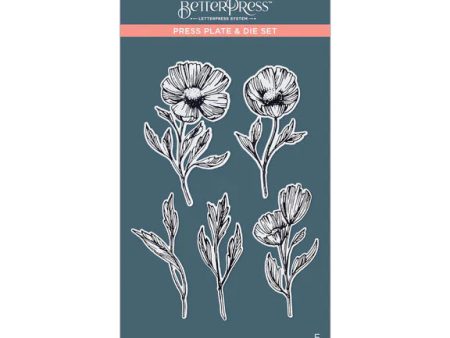 Flower Stems Press Plate & Die Set from the  Pressed Posies Collection on Sale